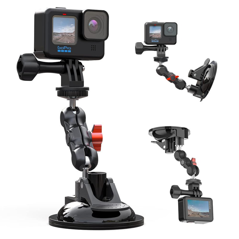  [AUSTRALIA] - SUREWO Suction Cup Car Mount for GoPro,Suction Cup Camera Car Mount with Metal Bracket Compatible with GoPro Hero 11,10,9,8,7,6,5,DJI Osmo Action 3 and Most Action Cameras Metal Suction Cup