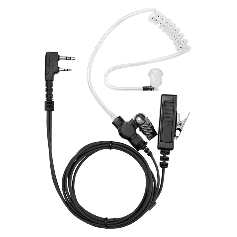  [AUSTRALIA] - LEIMAXTE Two Way Radio Headset Compatible with Baofeng, Kenwood 2 Pin Walkie Talkie Surveillance Earpiece with Mic PTT, Acoustic Tube Black Cable