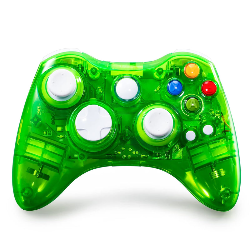  [AUSTRALIA] - PAWHITS Wireless Controller Compatible for 360 Double Motor Vibration Wireless Gamepad Gaming Joypad connected with a receiver transparent green