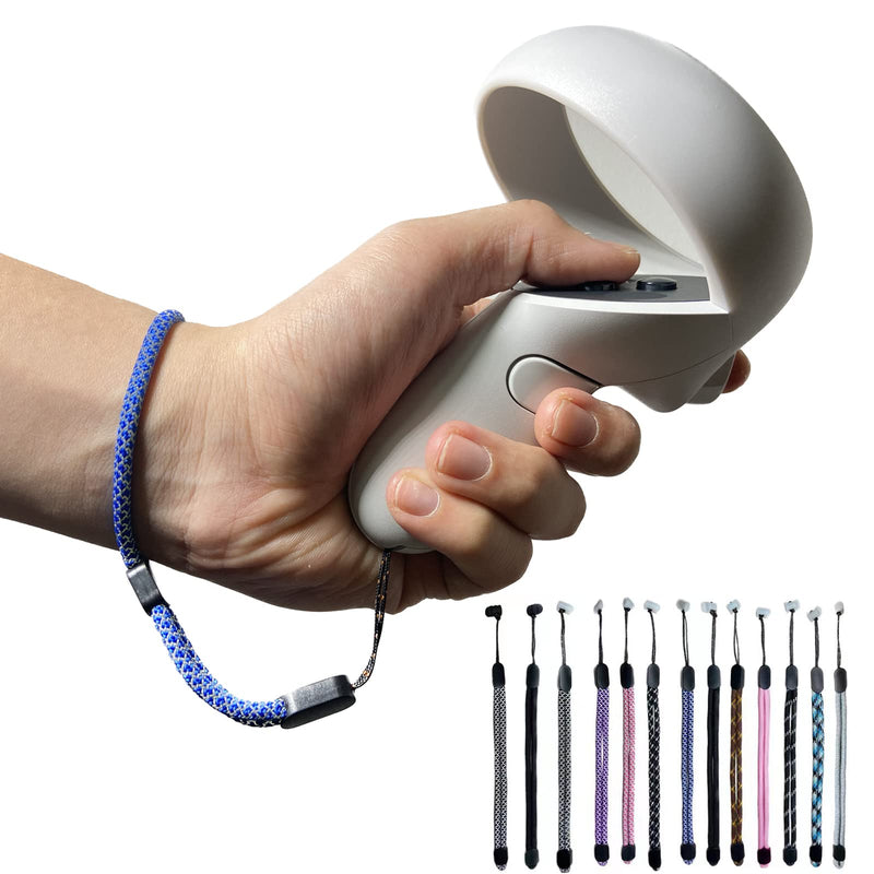  [AUSTRALIA] - Improved Replacement Reflective Wrist Straps for Oculus Quest 2 Gen Controller, Sturdy Comfy Adjustable Hand Strap for Oculus, Easy Attach White Resin Stopper for Oculus Controllers C2-FG-Blue