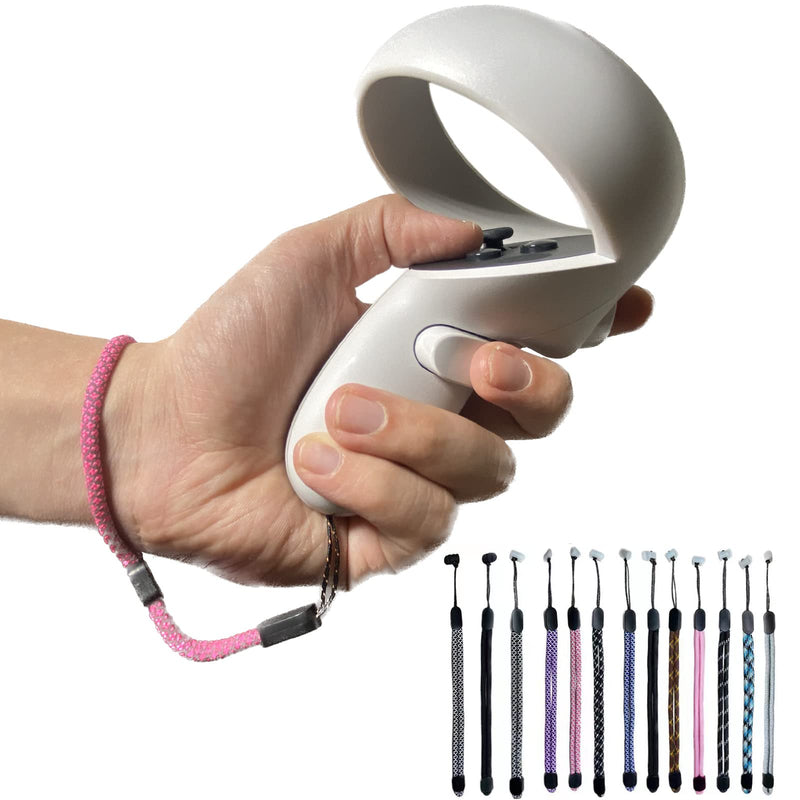  [AUSTRALIA] - Improved Replacement Reflective Wrist Straps for Oculus Quest 2 Gen Controller, Sturdy Comfy Adjustable Hand Strap for Oculus, Easy Attach White Resin Stopper for Oculus Controllers C1-FG-Pink
