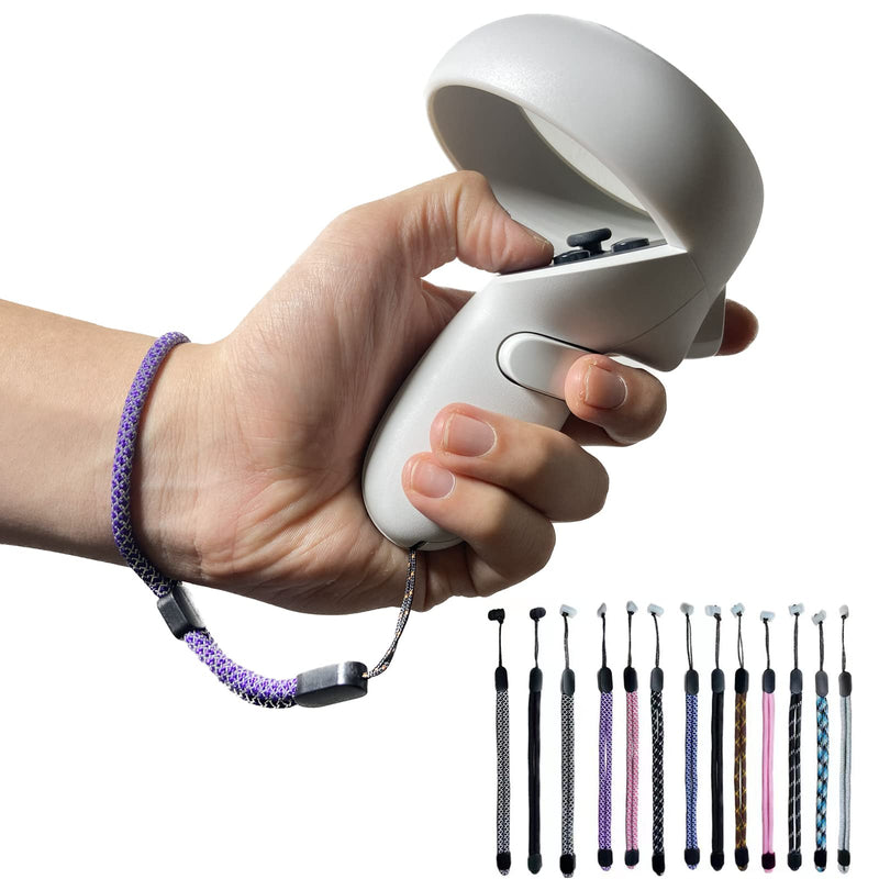  [AUSTRALIA] - Improved Replacement Reflective Wrist Straps for Oculus Quest 2 Gen Controller, Sturdy Comfy Adjustable Hand Strap for Oculus, Easy Attach White Resin Stopper for Oculus Controllers C6-FG-Purple