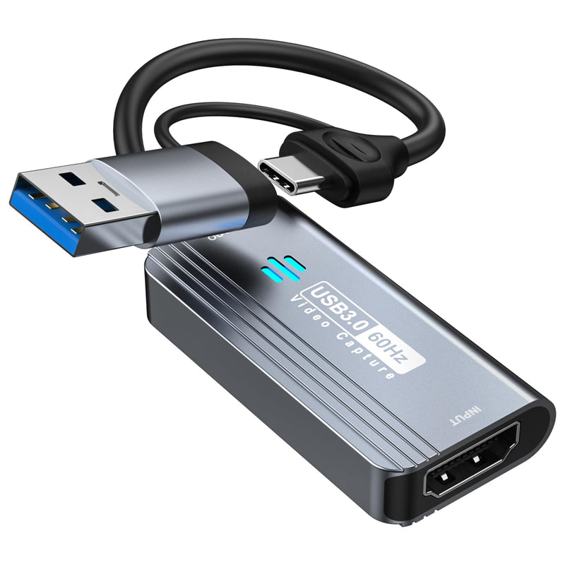  [AUSTRALIA] - Papeaso Video Capture Card, 4K HDMI to USB/USB C 3.0 Capture Card, 1080P 60FPS Video Capture Device, for Streaming, Teaching,Gaming, Video conferencing or Live Broadcasting