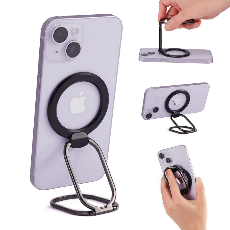  [AUSTRALIA] - Magnetic Phone Ring Holder Stand for MagSafe 360°Rotation Finger Grip Kickstand Adjustable Finger Phone Ring Stand Mag Safe Accessories for iPhone 14/13/12 Series Removable for Wireless Charging Black