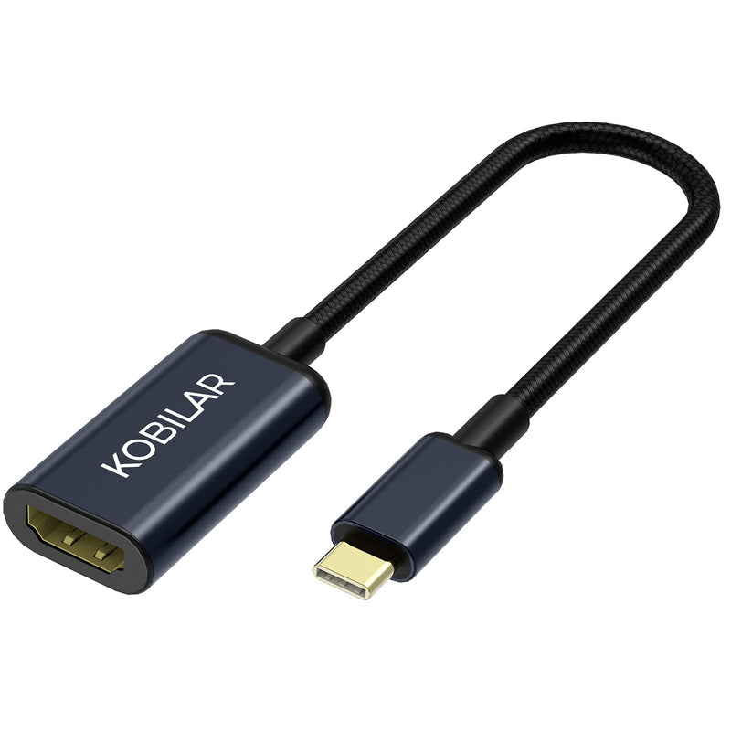  [AUSTRALIA] - Kobilar USB C to HDMI Adapter - High Resolution（4K@60Hz） USBC to HDMI Aluminum Shell HDMI to USB C Adapter with 30-Micron Gold Plug for Apple iPad MacBook Pro/Air,Thunderbolt 4/3，Galaxy/Monitor Black