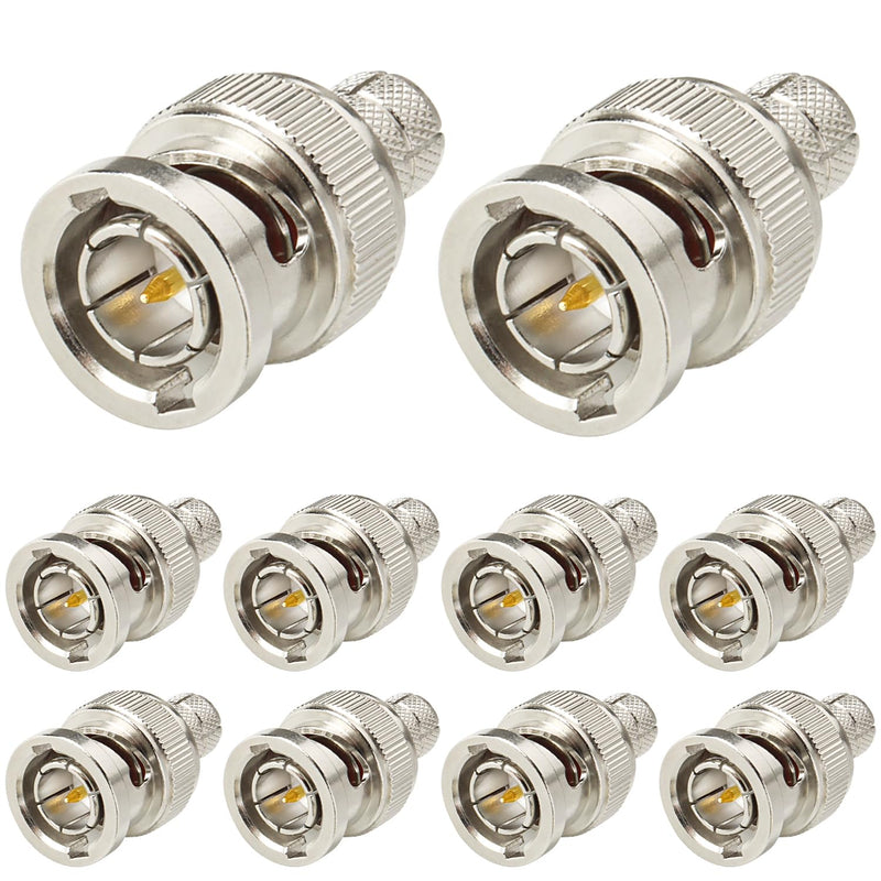  [AUSTRALIA] - XRDS -RF BNC Compression Connector for RG6 Coaxial Cable BNC Male RG6 Connectors for CCTV, SDI, HD-SDI, Siamese, Security Camera(Pack of 10)