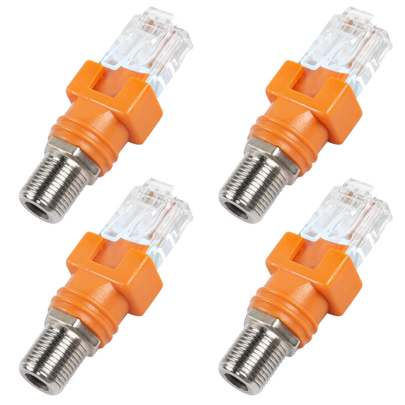  [AUSTRALIA] - MEIRIYFA RF to RJ45 Converter, Coaxial to Ethernet Adapter F Female to RJ45 Male Barrel Coax Couplers Straight Connector for Line Tester (4PCS)