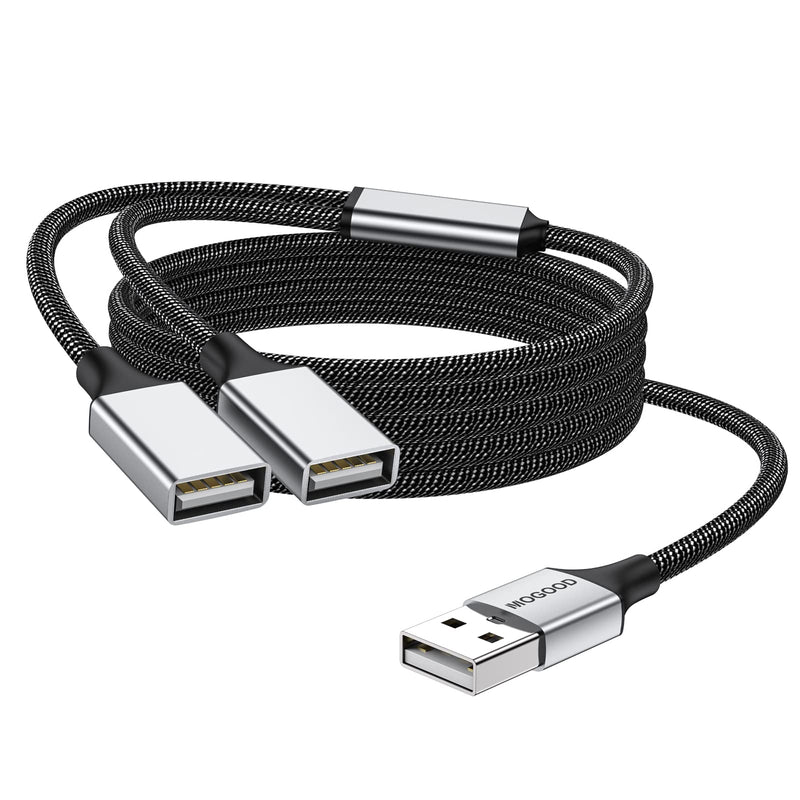  [AUSTRALIA] - MOGOOD USB Splitter Dual USB Port USB Extension Cable USB Y Splitter USB Power Splitter Double USB Adapter Charger Cable Hub Adapter Dual USB 2.0 Power Cord Extension USB a Splitter for Laptop/Mac/Car Long-1m Black
