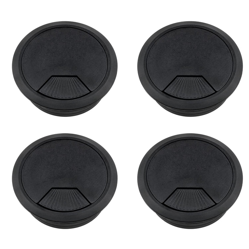  [AUSTRALIA] - Lovelysp 2-3/8 inch Table Wire Cable Ring Hole Cover for Office PC Desk Cable Cord Organizer Plastic Cover (Open Hole 60mm Wire Box Black)-4PCS