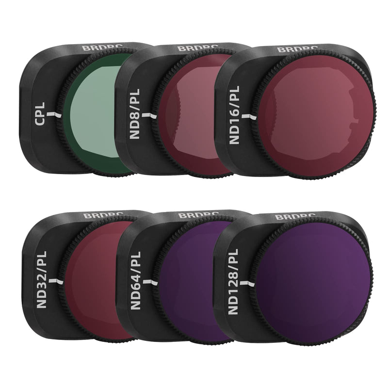  [AUSTRALIA] - BRDRC Mini 3 Pro Filters Set, 6 Pack CPL, ND8/PL, ND16/PL, ND32/PL, ND64/PL, ND128/PL Neutral Density Filter Compatible with DJI Mini 3 Pro/Mini 3 Drone Lens Accessories(Aluminum Alloy Frame)