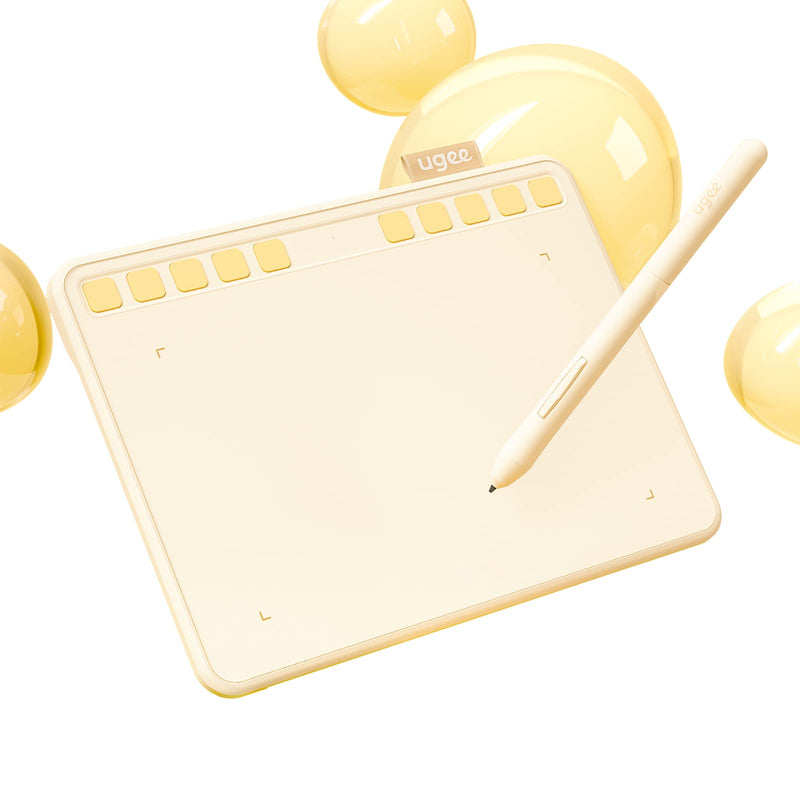  [AUSTRALIA] - UGEE Drawing Tablet with 10 Hot Keys,6.5x4 Inch Graphic Tablet,8192 Levels Battery-Free Stylus 60°Tilt Function Drawing Pad for Computer,Mac,Windows,Android OSU Art Tablet,Paint,Design,Online Teaching beige
