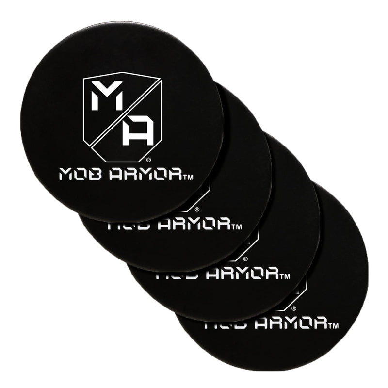  [AUSTRALIA] - Mob Armor Mounting Discs - Compatible with MobNetic Pro 90 & Mob Magnetic Phone Mount for Car - Adhesive Steel Discs for Magnetic Car Phone Mount Vehicle Accessory - (Black 4-Pack) 4 Pack