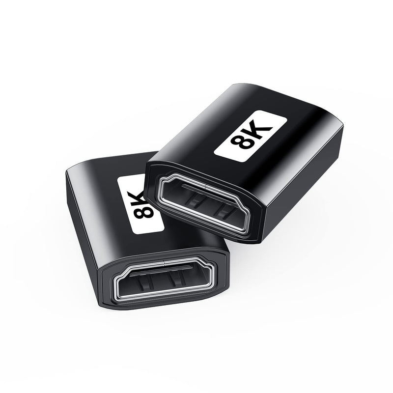 [AUSTRALIA] - ANDTOBO 8K - HDMI Female to Female Adapter, 2 Pack HDMI 2.1 Coupler 8K@60Hz 3D Extender Adapter for Roku Stick, HDTV, Chromecast - Black