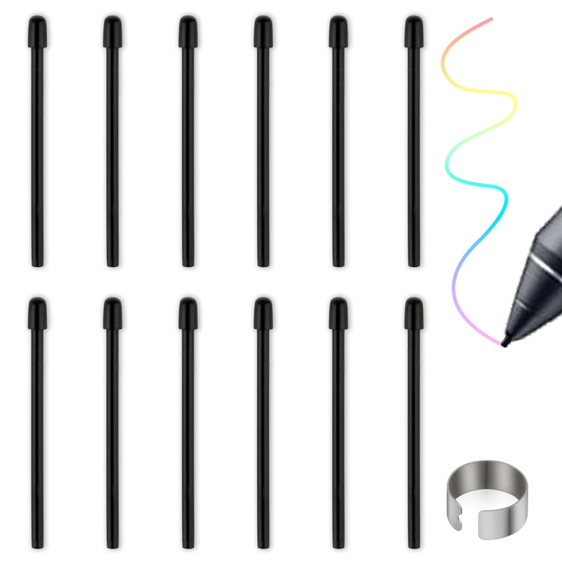  [AUSTRALIA] - Standard Pen Nibs for WACOM,12pcs Black Replacement Refill Pen Tips for Wacom Intuos Pro,Wacom IMobileStudio Pro,Wacom Cintiq Pro,Wacom Citiq16(with Removal Ring)