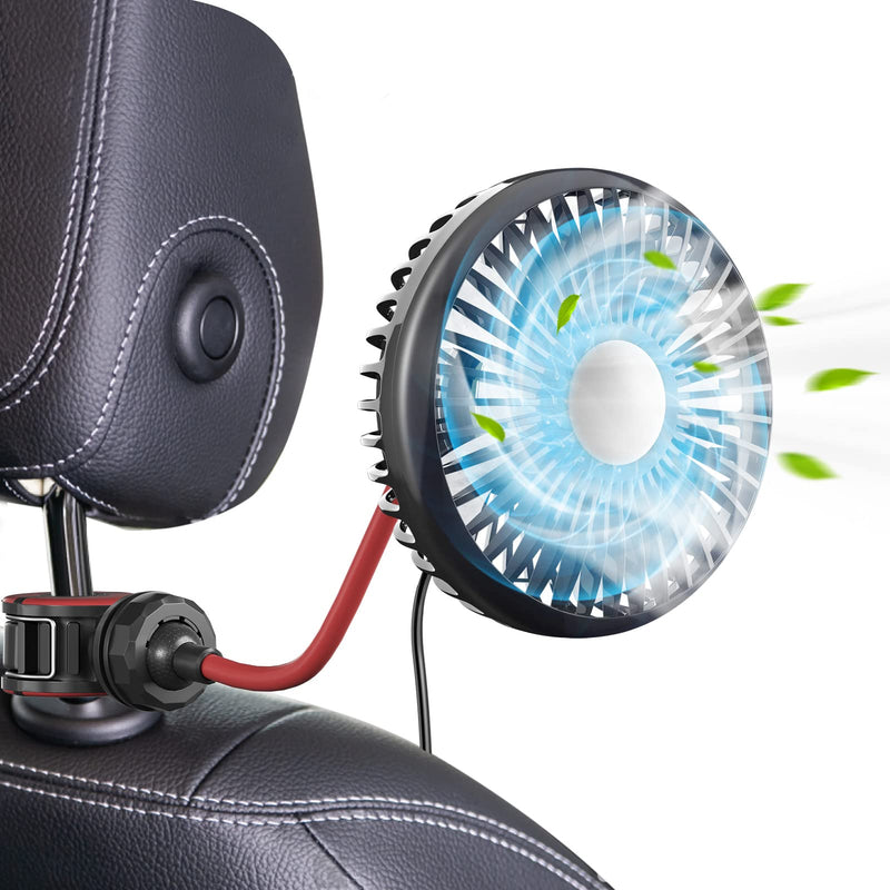  [AUSTRALIA] - Trustnice Car Fan, USB Portable Fan for Car Backseat Fan, 360 Degree Rotatable 3 Speeds Strong Wind 5V Quiet Ventilation Fan with Adjustable Clip Electric Car Seat Fan for Vehicles RV SUV Truck Black+Red