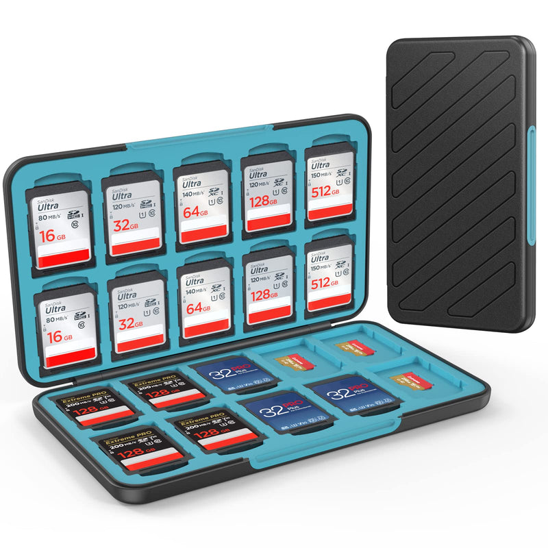  [AUSTRALIA] - HEIYING Memory Card Case for SD Card and TF Card, Portable SD Card Holder SD SDHC SDXC TF Card Storage with 20 SD Card Slots & 20 Micro SD Card Slots. Stripe