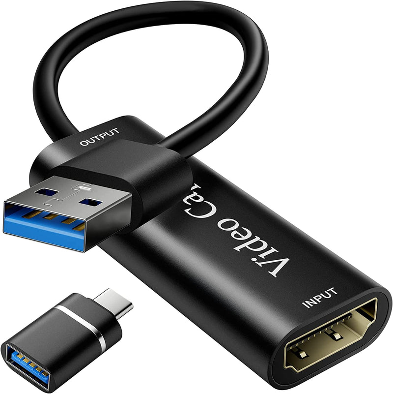  [AUSTRALIA] - 4K HDMI to USB Capture Card, Video Capture Card Device, 1080P HD Video Recorder, Game Capture Card for Streaming, Recording, Gaming, Broadcasting, Teaching, Nintendo Switch,PS34,Xbox,Twitch Compatible Black