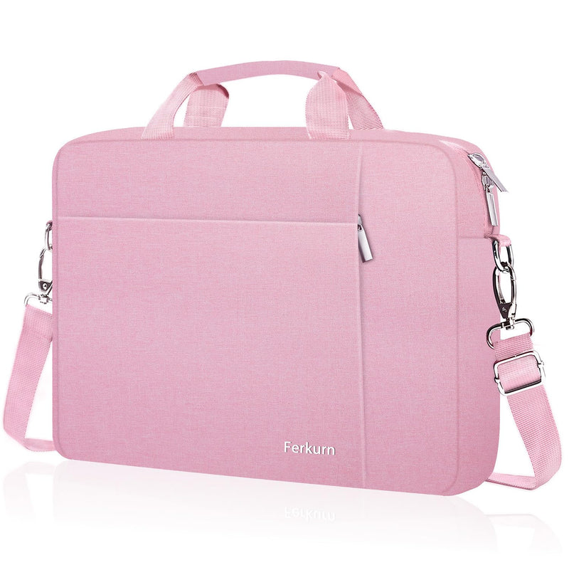  [AUSTRALIA] - Ferkurn 14 15 15.6 Inch Laptop Bag Women Men Computer Bag for HP Pavilion/Surface Laptop/Dell Inspiron XPS/Lenovo Thinkpad Ideapad/ASUS Vivobook/Acer Chromebook,Shoulder Carry Briefcase Messenger Case Pink