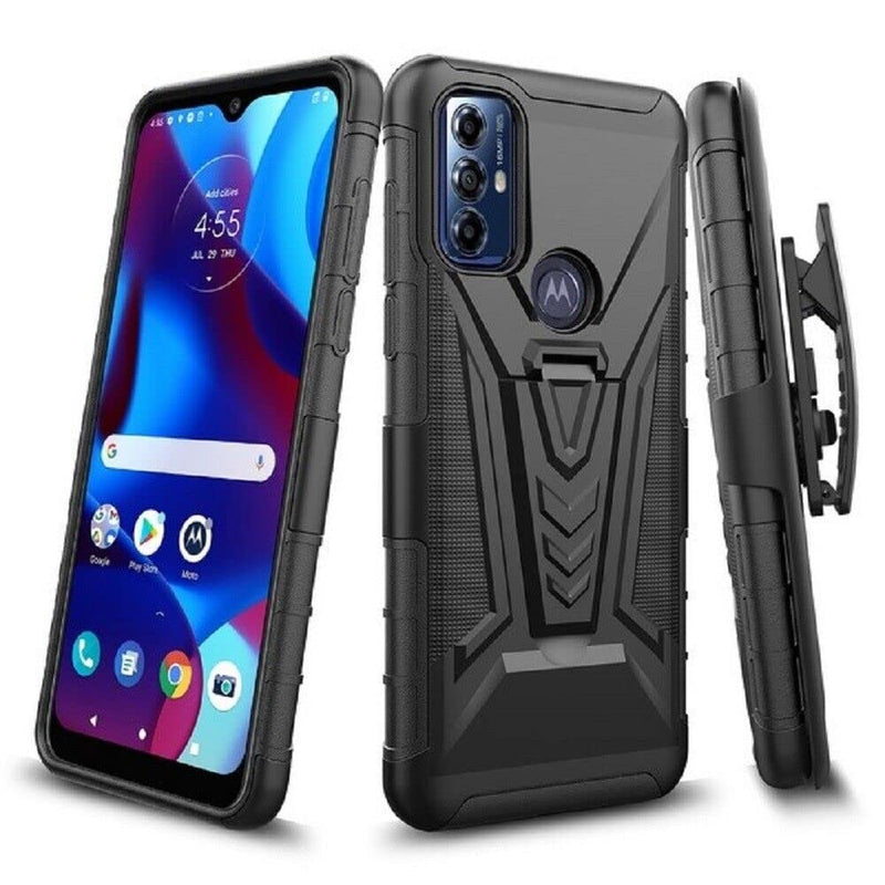  [AUSTRALIA] - Eaglecell - for Motorola Moto G Play 2023 /XT2271 - Shockproof Phone Case w/Belt Clip Holster - VX Black