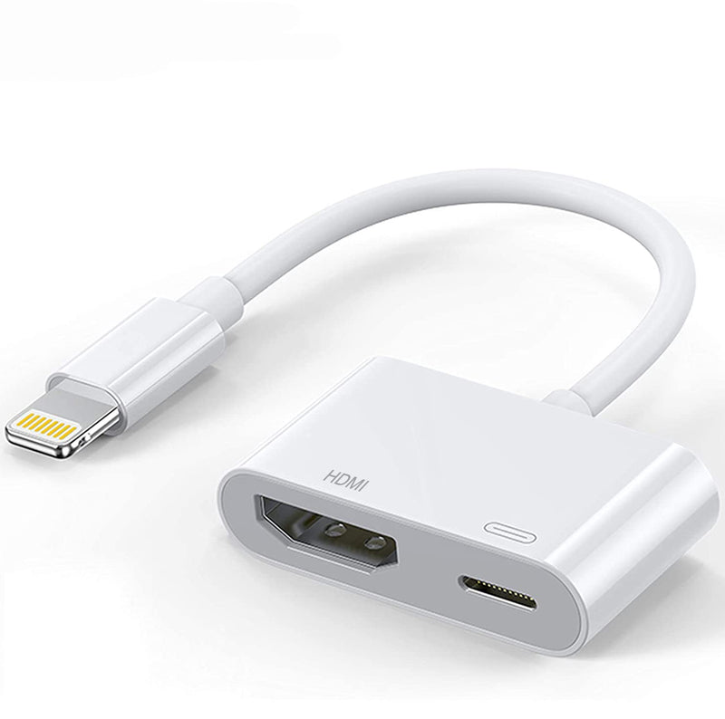  [AUSTRALIA] - Naiyal Lightning to HDMI Adapter [Apple MFi Certified], Digital AV Converter with Charging Port, 1080P Sync Screen Video Dongle for iPhone, iPad to TV/Projector/Monitor White