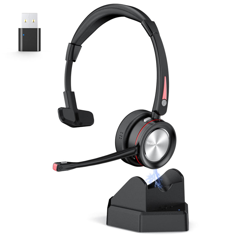  [AUSTRALIA] - Yexatel Bluetooth PC Headset V5.2, Noise Cancelling Microphone, 30H Talk Time, Single Ear Wireless Headset for PC Laptop Computer Cell Phone, Cordless Headset for Trucker Office Working from Home Y890BT Single Ear