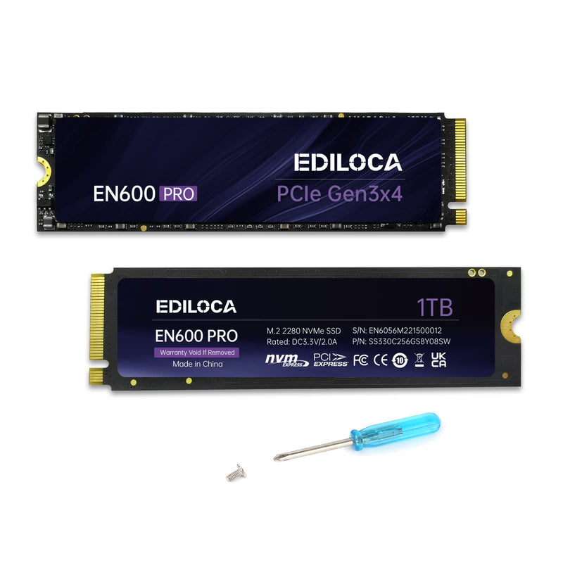  [AUSTRALIA] - Ediloca EN600 PRO SSD 1TB PCle 3.0x4, NVMe M.2 2280, Up to 3500MB/s, Internal Solid State Drive, SLC Cache 3D NAND TLC, Graphene Cooling Sticker, Storage for PC, Desktop and Laptops EN600 pro_PCIe 3.0_3500MB/s