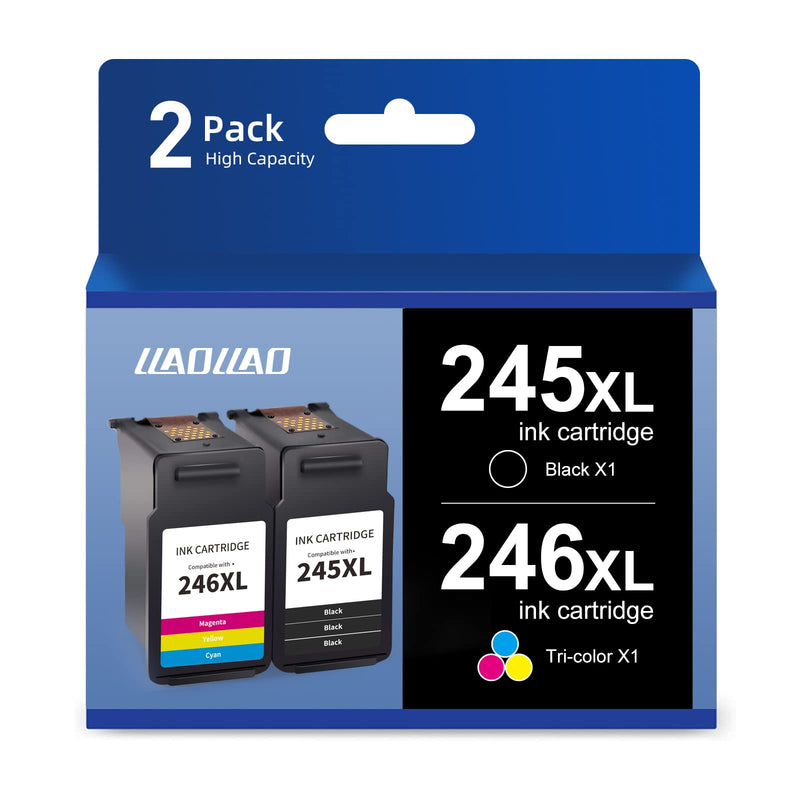  [AUSTRALIA] - LLAOLLAO 245XL 246XL Combo Pack Replacement for Canon Ink Cartridges 245 and 246 PG-245 XL CL-246 for Pixma MX490 MX492 TR4520 MG2522 TS3322 TS202 TR4522 MG2920 Printer (1 Black, 1 Color)