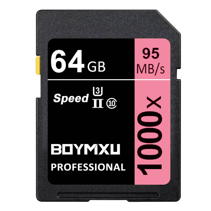  [AUSTRALIA] - 64GB Memory Card, BOYMXU Professional 1000 x Class 10 Card U3 Memory Card Compatible Computer Cameras and Camcorders, Camera Memory Card Up to 95MB/s, Pink 64GB PINK