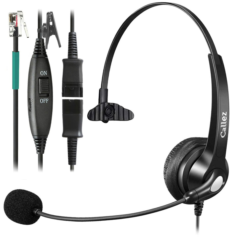  [AUSTRALIA] - RJ9 Telephone Headset with Mic Noise Cancelling, Quick Disconnect Phone Headset Compatible with Polycom VoIP VVX311 VVX411 VVX250 Plantronics S12 T110 ShoreTel 480 Nortel NEC Aastra Mitel Desk Phones Black