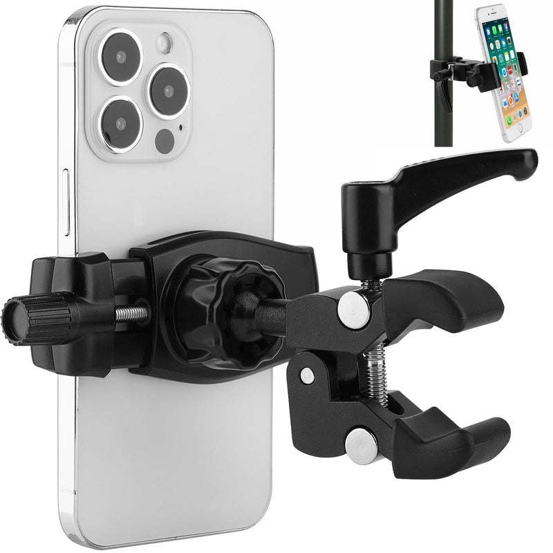  [AUSTRALIA] - Mippko Phone Holder for Golf Cart/Microphone Stand/Cart/Railing/Handlebar/Rod,Fit for 3.5~7.5 inch iPhone/Samsung Galaxy/Nexus/HTC/LG/Smartphone,360°Adjustable Clip Aluminumlloy Mount