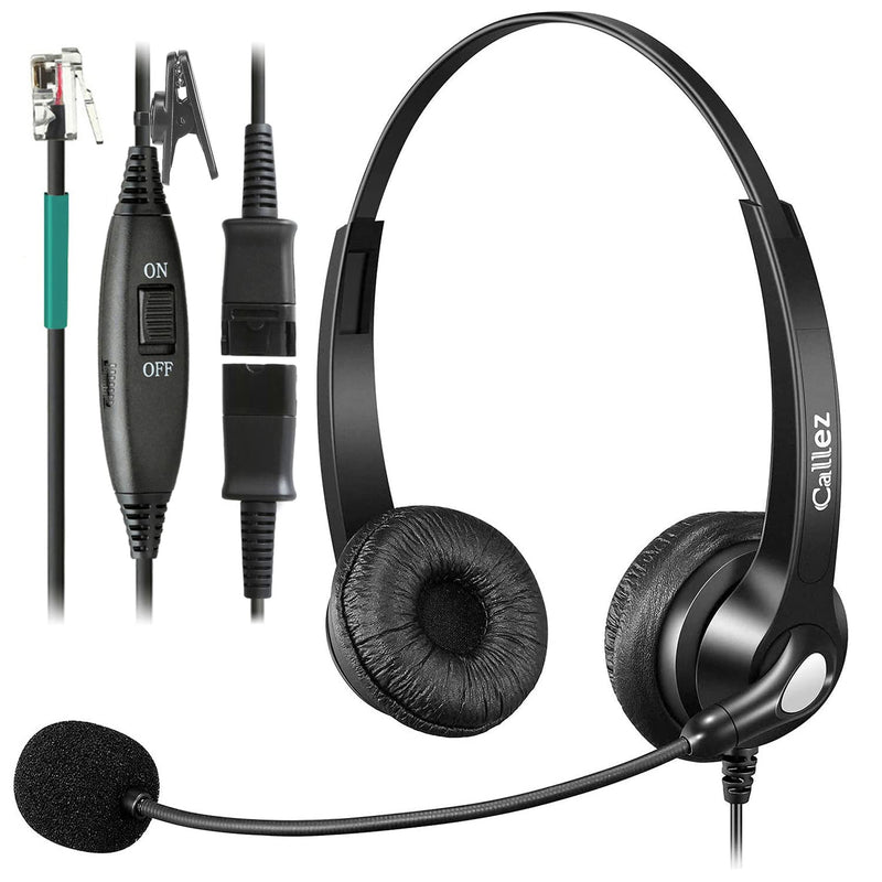  [AUSTRALIA] - RJ9 Telephone Headset with Mic Noise Cancelling, Quick Disconnect Phone Headset Compatible with Polycom VoIP VVX310 VVX311 VVX411 Plantronics S12 NEC DT300 ShoreTel 230 Allworx Toshiba Landline Phones Black