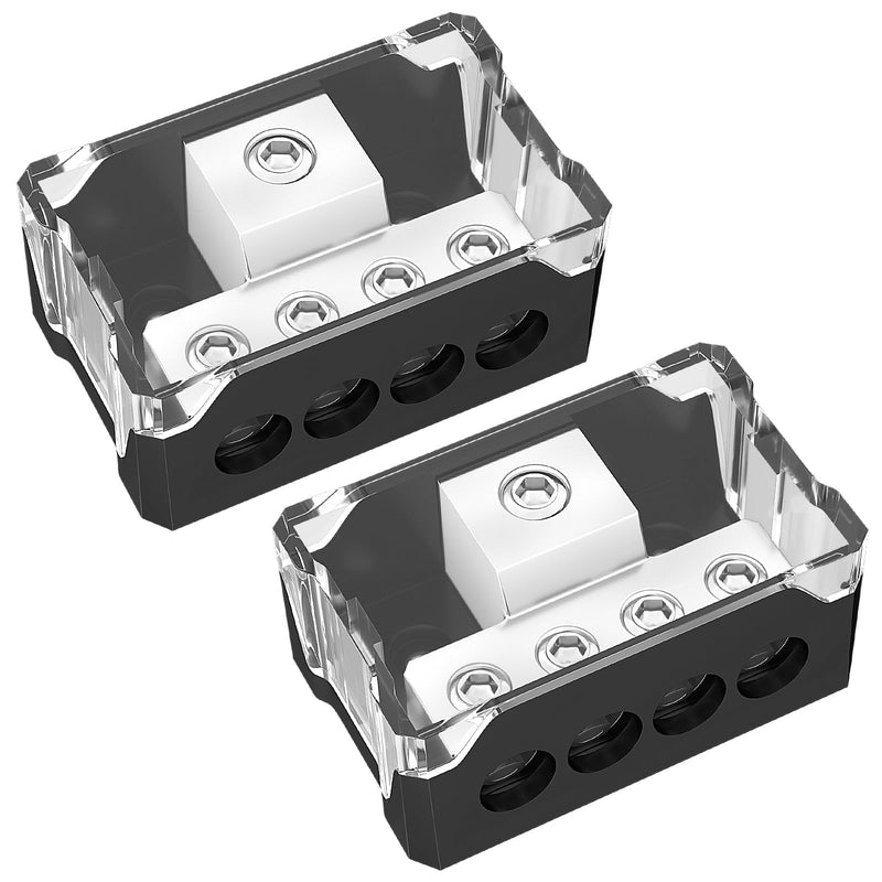  [AUSTRALIA] - oinfworld 4 Way Power Distribution Block Car Audio 0/2/4 Gauge Input 4/8/10 Gauge Output Amp Ground Distribution Block Splitter - 2pcs 2 Pack