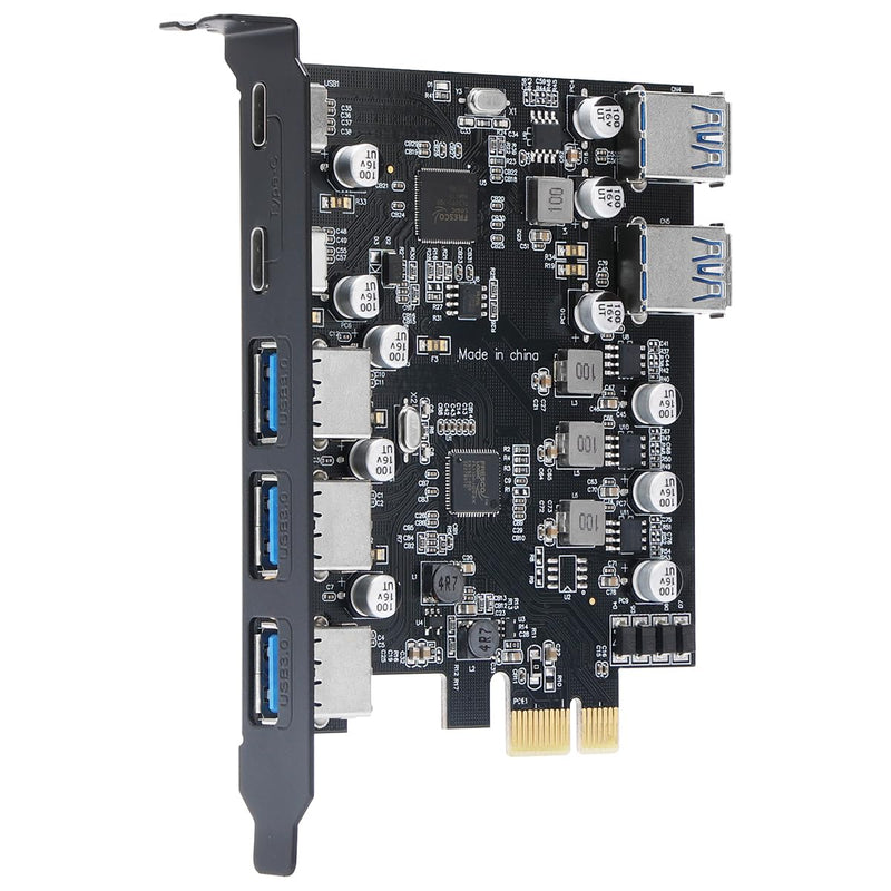  [AUSTRALIA] - XRIKUI PCIe to USB 3.0 5X USB-A and 2X USB-C Ports Expansion Card,PCI Express Internal USB 3 Hub Converter for Desktop PCS Riser Card