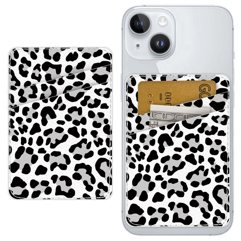  [AUSTRALIA] - Leather Phone Card Holder Phone Wallet, Stick Back Phone Wallet Sticker Stylish Phone Case Credit Card Holder, Suitable for iPhone, Samsung, Android and Most Smart Phones.Leopard Print Black
