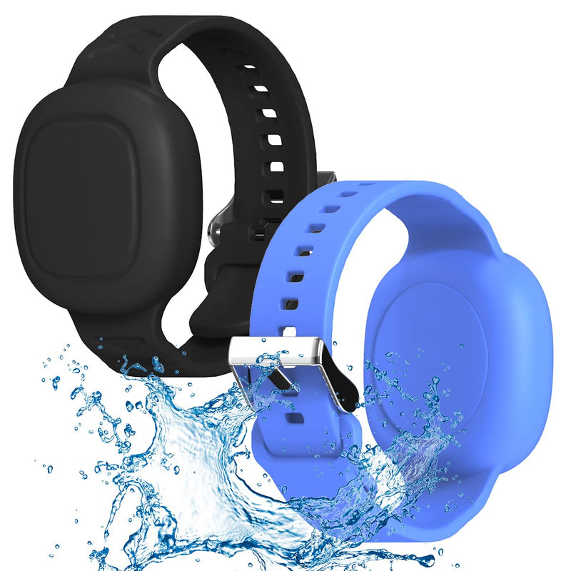  [AUSTRALIA] - [2 Pack] Case for Tile Mate Bracelet Waterproof, Soft Silicone Tile Mate Wristband Holder Full Case Cover Compatible with Tile Mate (2022), Hidden Tile Mate Case for Child/Teen/Elderly (Black+Blue) 2pack-(Black+Blue)