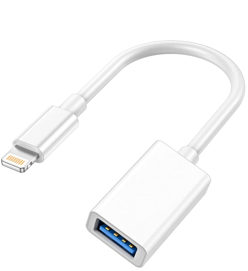  [AUSTRALIA] - Naiyal Lightning to USB Camera Adapter, Apple MFi Certified USB OTG Cable Converter for iPhone 14 13 12 11 Pro Max XS XR X 8 iPad, Support Camera, Card Reader, USB Flash Drive, MIDI Keyboard (White-1) White-1
