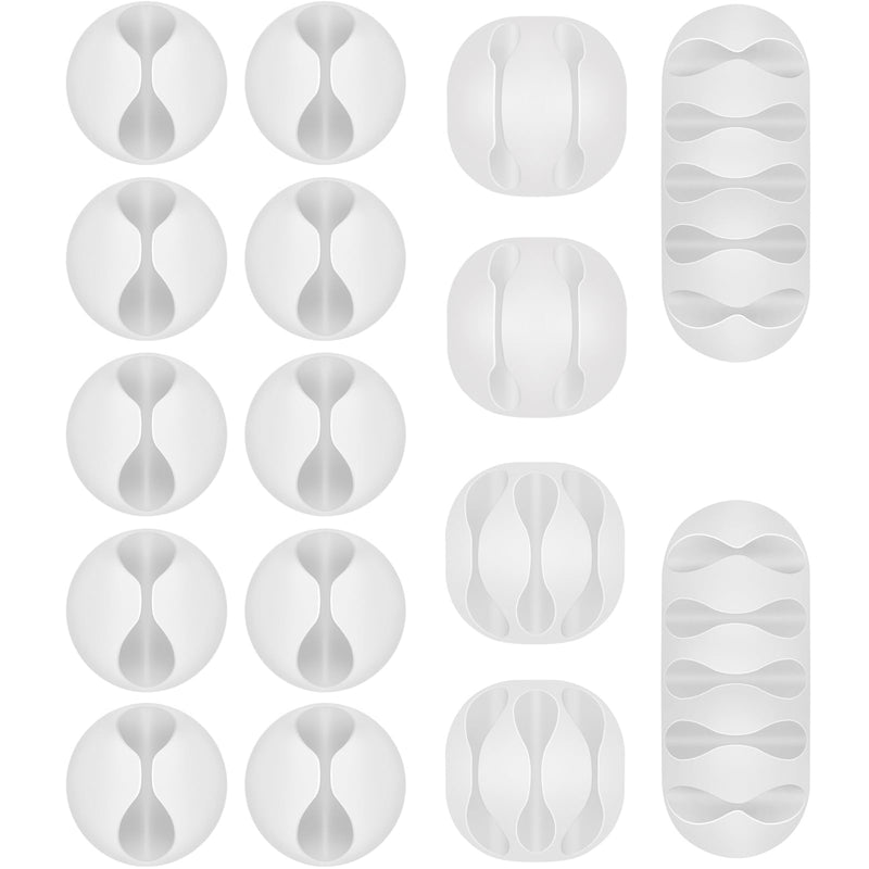  [AUSTRALIA] - Shintop Cable Clips, 16 Pack White Cord Holder Adhesive Cable Organizer Wire Holder for Organizing Phones Chargers Desk Nightstand Car Multi-size