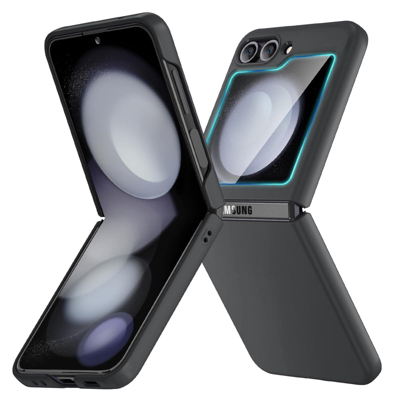  [AUSTRALIA] - Ruky for Samsung Galaxy Z Flip 5 Case, Full Body Cover Hard PC Ultra-Thin Anti-Scratches Shockproof, Support Wireless Charging Protective Phone Case for Samsung Galaxy Z Flip 5, Black