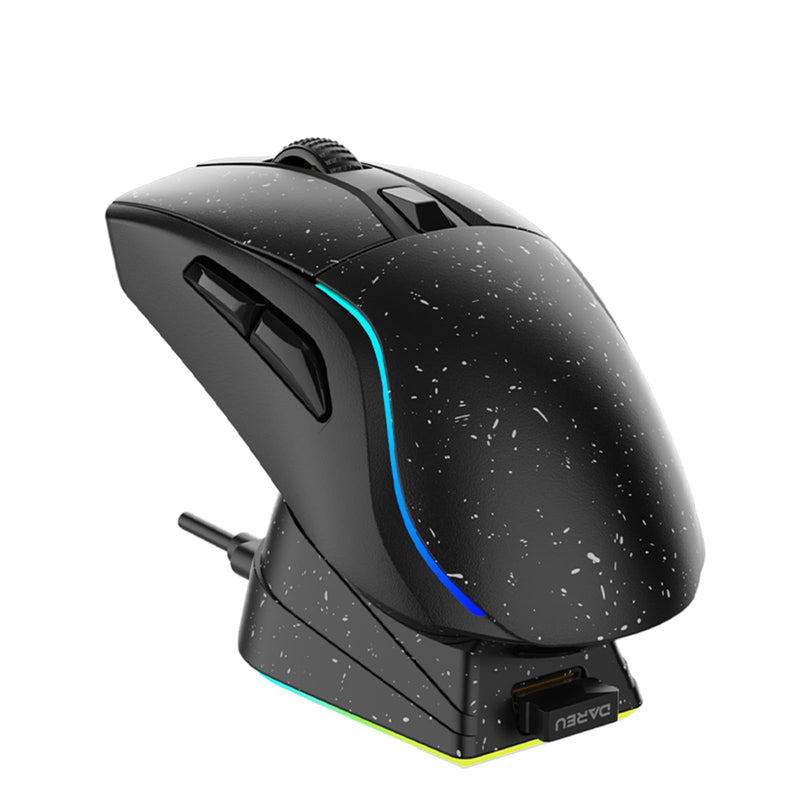  [AUSTRALIA] - DAREU A950 Wireless Bluetooth Gaming Mouse with RGB Charging Dock,High-Precision Sensor,Programmable Side Buttons and 120Hr Long-Lasting Battery,Up to 12K DPI,Great for PC Gaming Tablet Mac Black