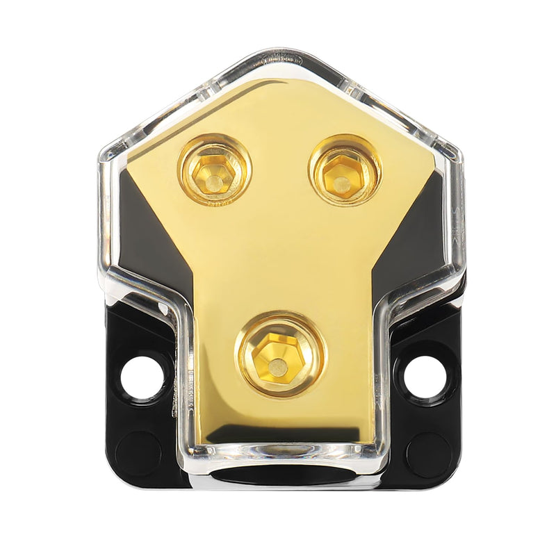  [AUSTRALIA] - BOJACK 2 Way Splitter Amp Copper Power Distribution Block 0/2/4 AWG Gauge in, 4/8 Gauge Out for Car Audio Splitter(1PCS)
