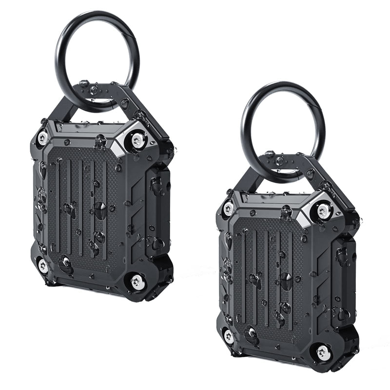  [AUSTRALIA] - Dovick- Waterproof Airtag Keychain Holder Case,Screw Full Cover Compatible with Apple Air Tag Tracker Key Ring Black 2Pack Black-B 2Pack