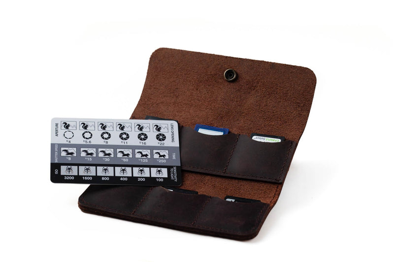  [AUSTRALIA] - Leather SD SDHC SDXC Memory Card Case & Photo Cheat Sheet/Holder Storage for Photography Enthusiasts