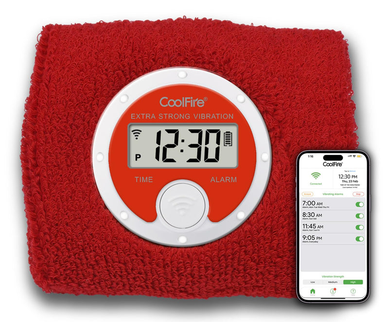  [AUSTRALIA] - Coolfire - Wristband Vibrating Alarm Watch for Couples, Students, Hearing Impaired, USB Chargeable(red)